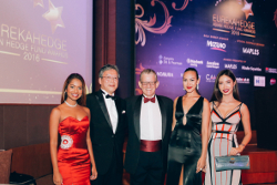 Miss Universe Singapore girls pose for a picture at the Eurekahedge Asian Hedge Fund Awards 2016
